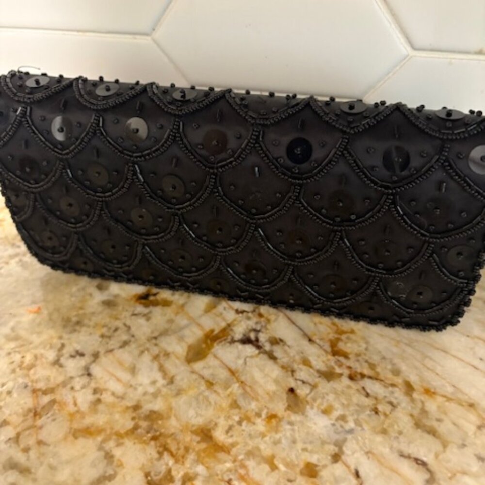 Sequined Black Evening Bag